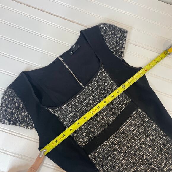 Club Monaco Navy Wool Cotton BLend Cap Sleeve Knee Length Sheath Dress Size 2 - Picture 7 of 8